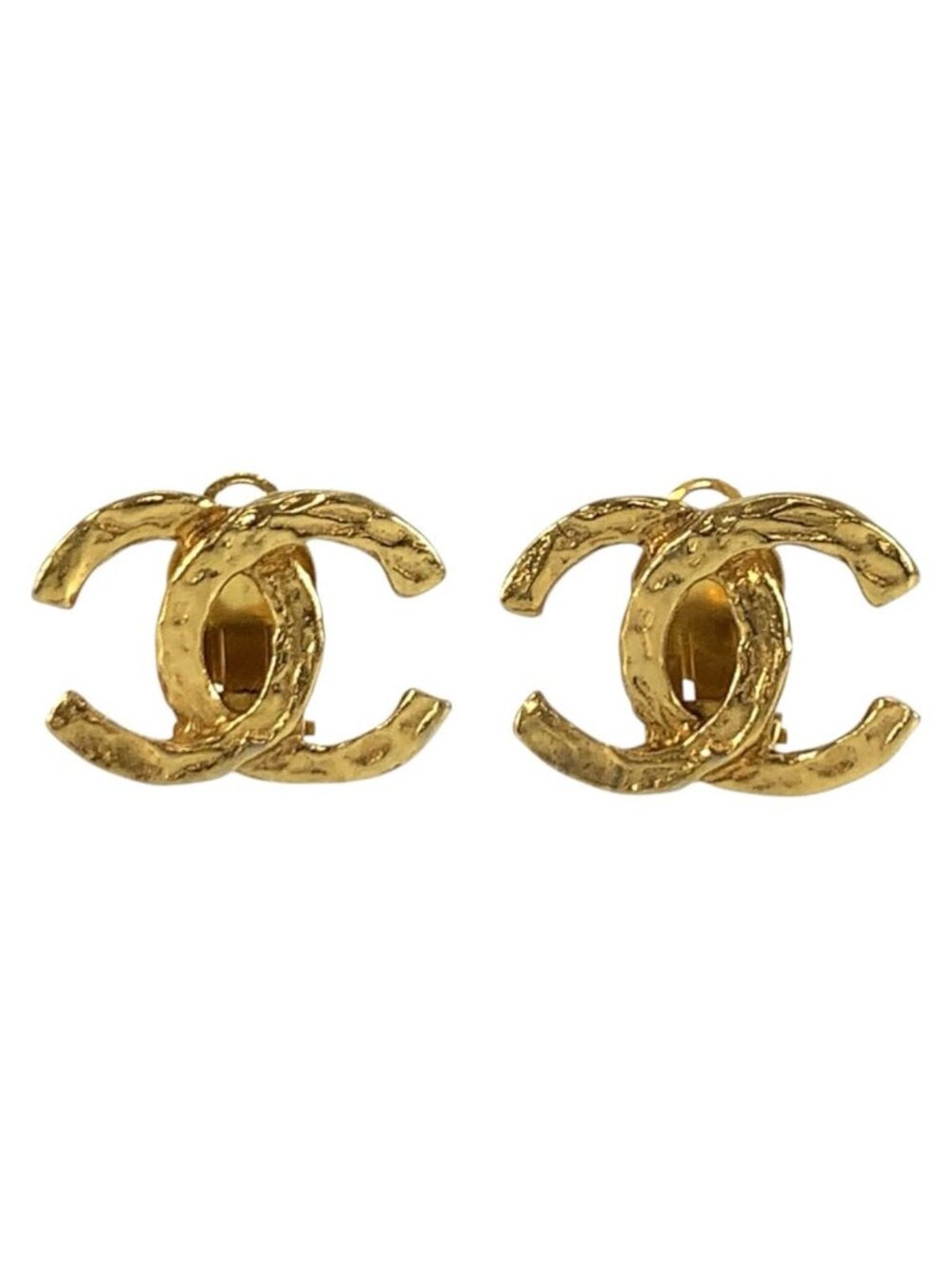 Chanel Vintage CC Logo Gold Plated Earrings